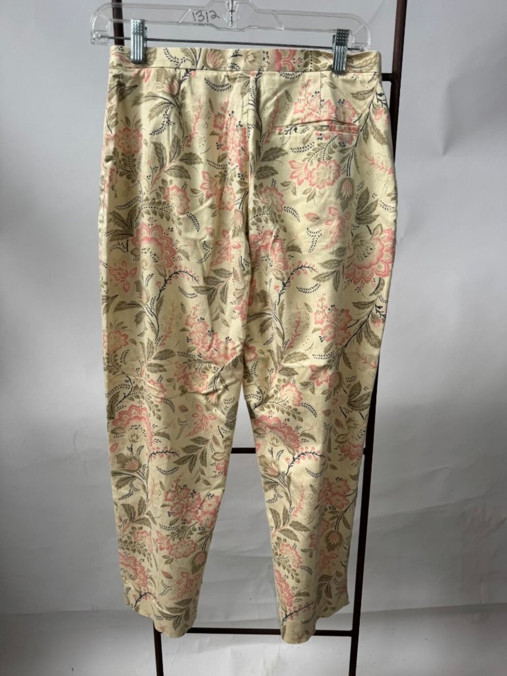 Haley Floral Print Womens Cotton-Blend Pants Size 6 Beige/Pink Made In China